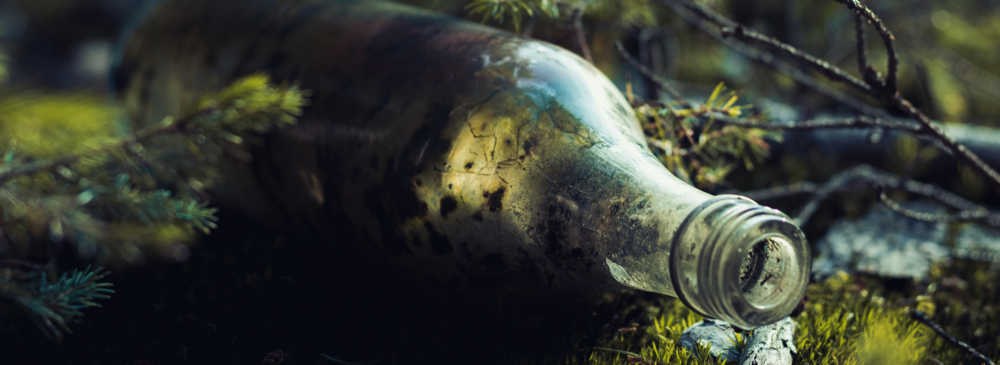 butelka w lesie