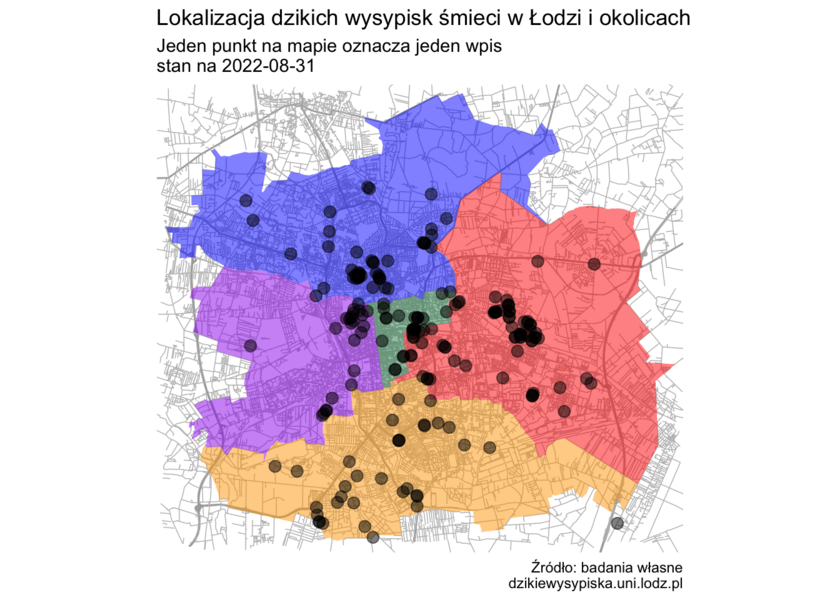 mapa dzikich wysypisk śmieci w Łodzi mapa dzikich wysypisk śmieci w Łodzi