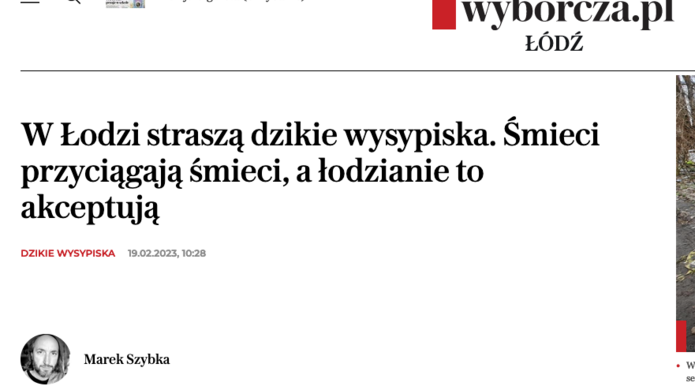 screen z Gazety Wyborczej w Łodzi straszą dzikie wysypiska